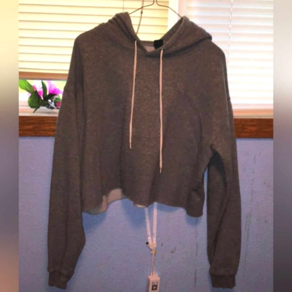 Gray hoodied crop top